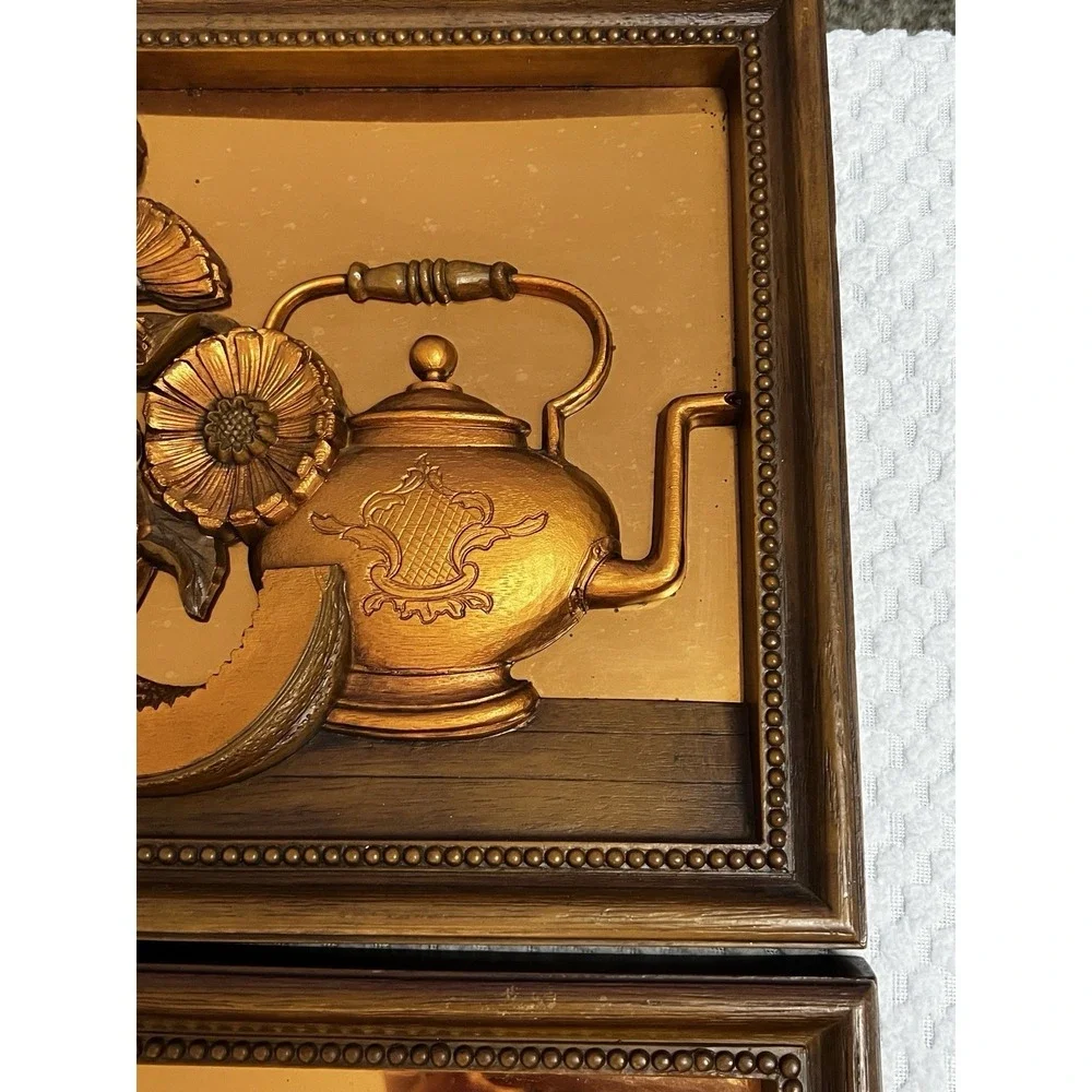 Vtg Coppercraft Guild 3D Copper Art Wall Hanging Kitchen Farm Cottage MCM Pair
